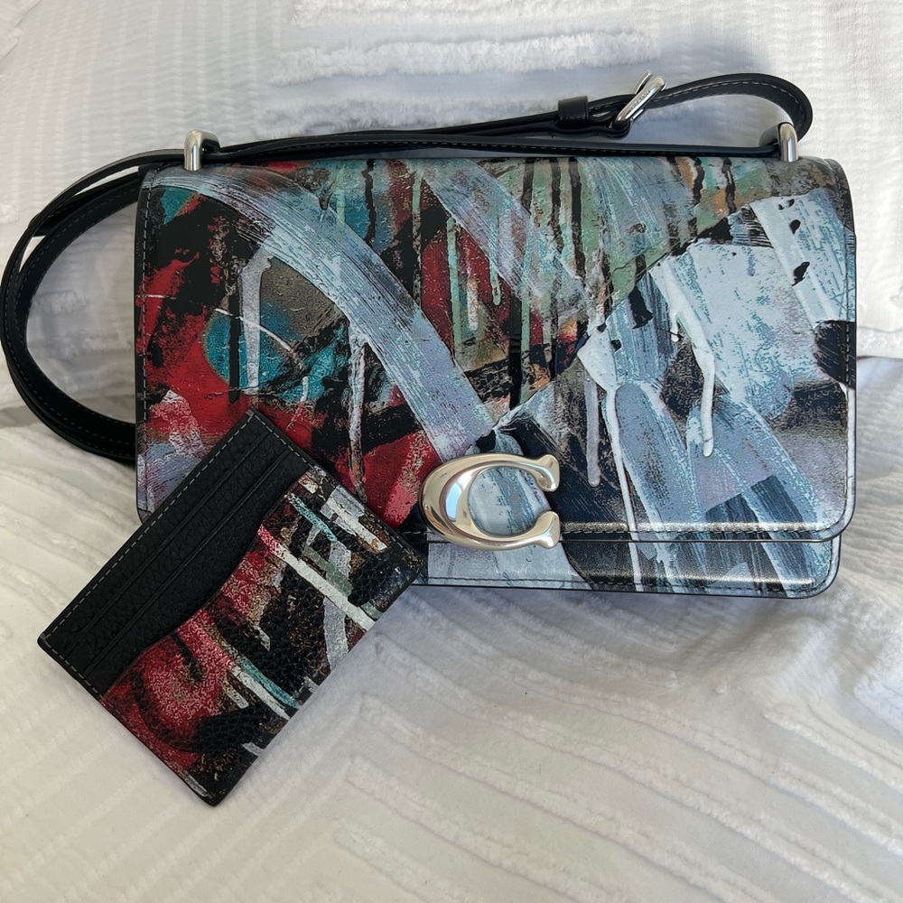 Matching Coach X Mint + Serf Bandit Shoulder Bag and Card Holder Set